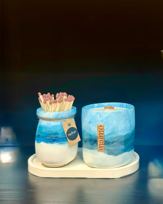 Refillable, Handmade Candle Pot Set ~ Sky