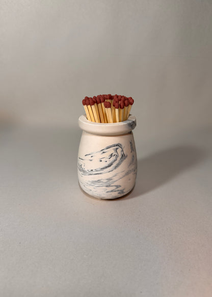 Handmade granite match pot by Malmö Home, made in the UK