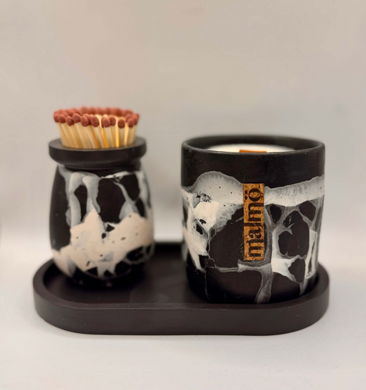 Refillable Candle Pot Set - Natural & Charcoal