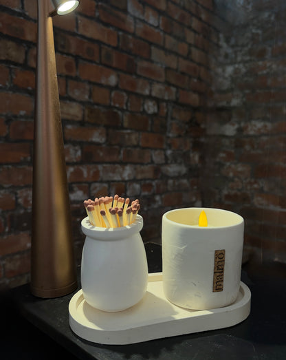 Malmo Home Natural Candle Pot Set presented as a gift, linen wrapping
