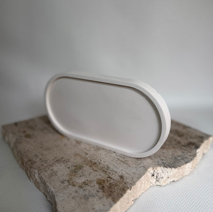 
Malmo Home Natural candle tray, handmade ceramic, styled with candle pot and match pot
