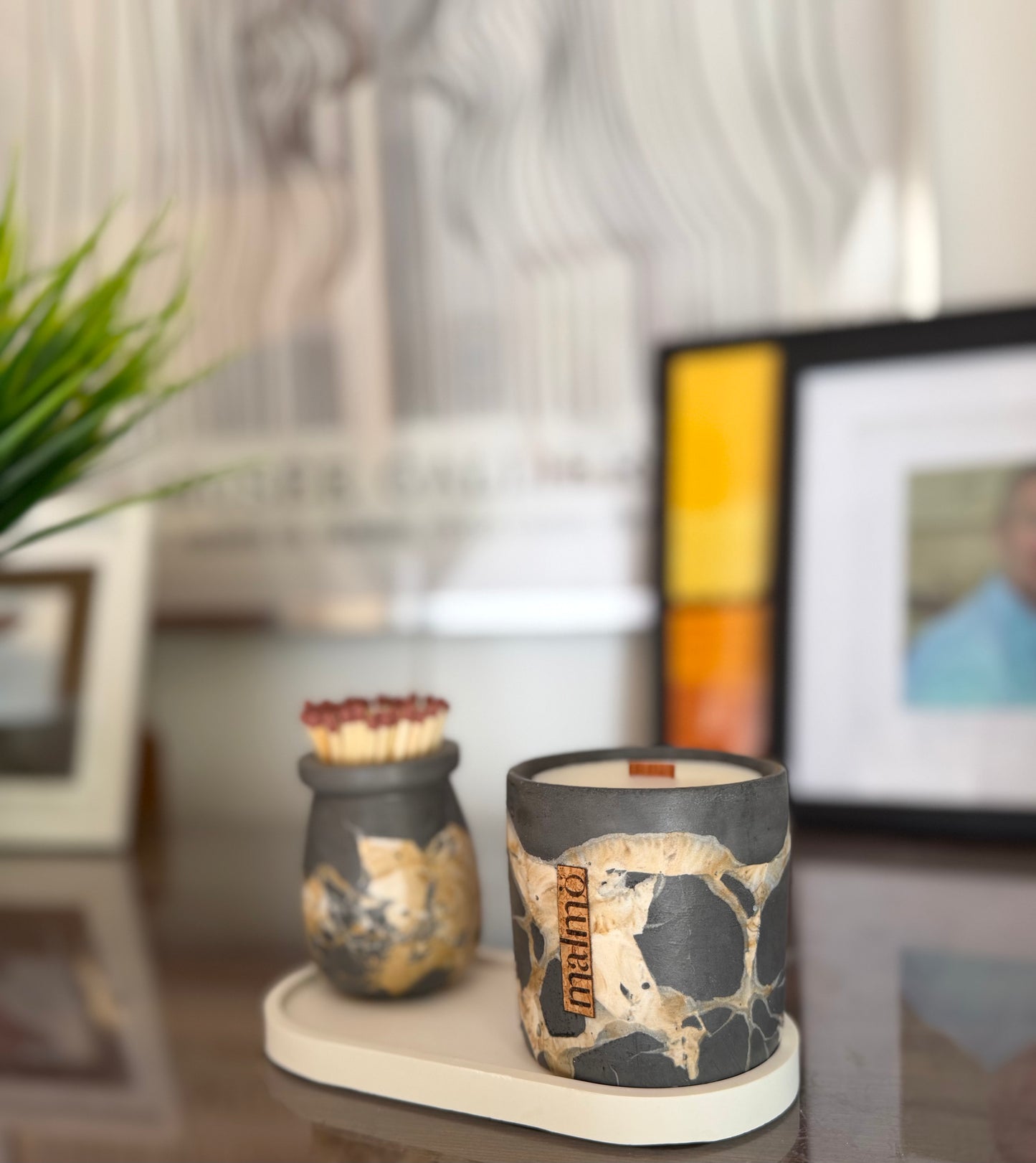 Charcoal, Beige & Natural Candle Pot Set | Malmö Home