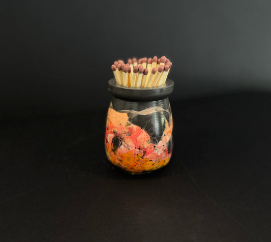 Match Pot, Matches & Striker Warm Fireside Tones