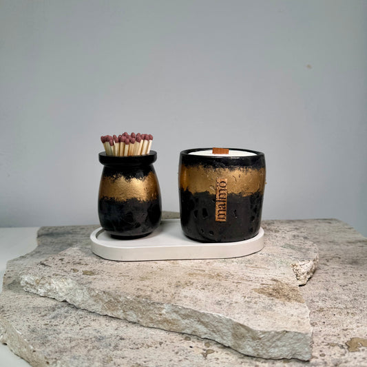 3-Piece Candle Pot Set in Gold and Charcoal.