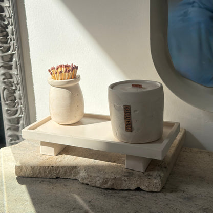 Malmo Home Poise Rectangle raised plinth styled on a surface, lifestyle shot