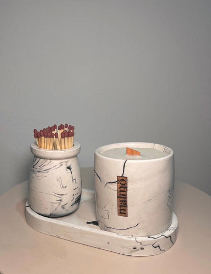 
Handmade granite candle pot set by Malmö Home, made in the UK