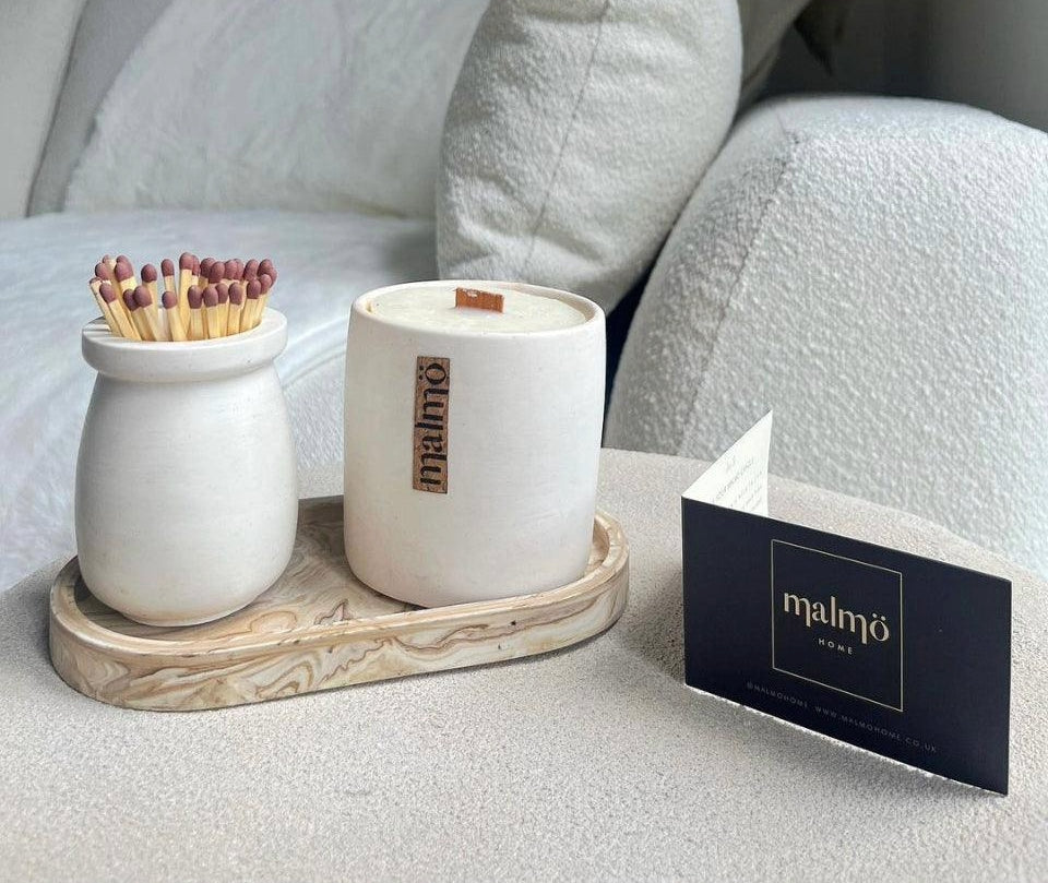 Handmade, Refillable Candle Pot Set - Natural Rock