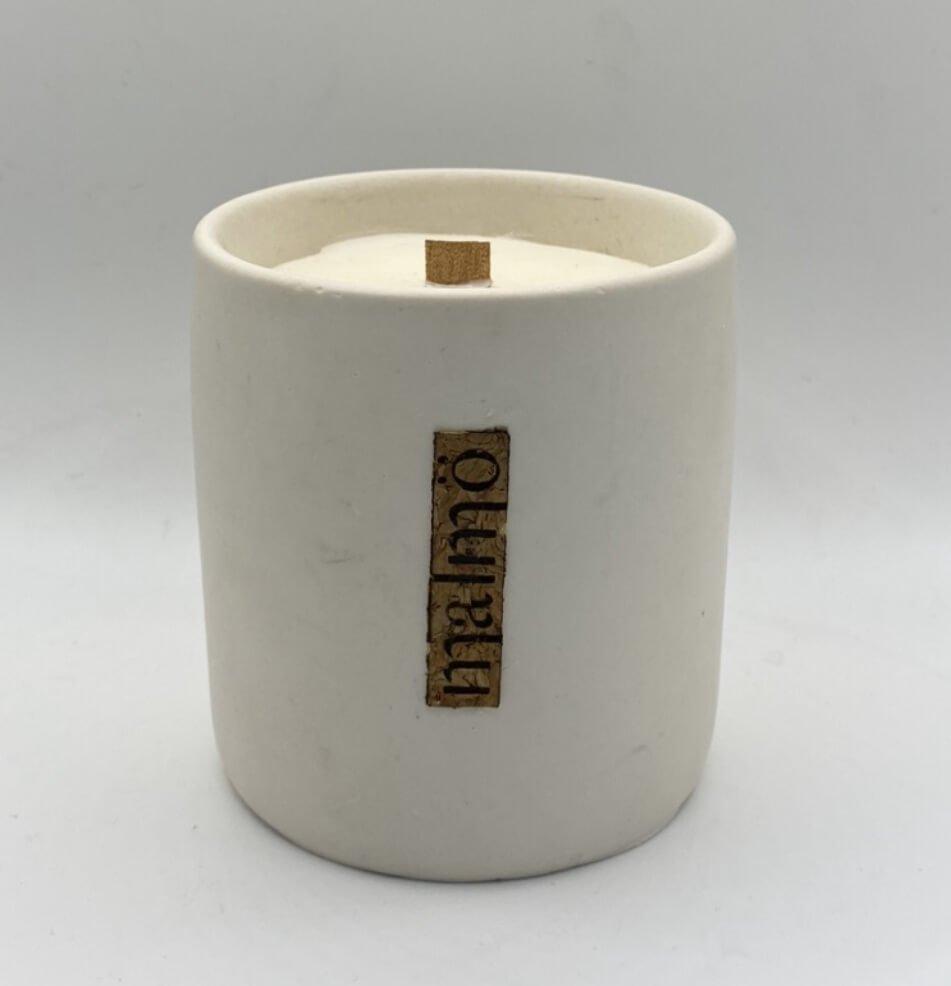 Granite stone-effect candle pot by Malmö Home, handmade in the UK